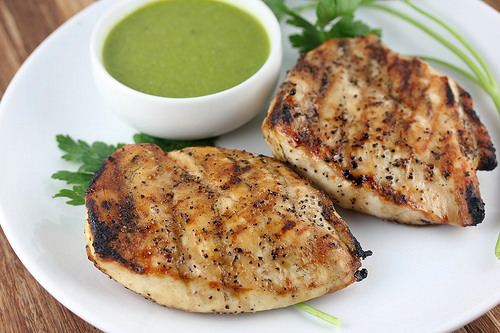 Grilled Chicken with Roasted Garlic Vinaigrette Recipe