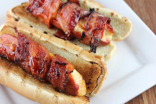Bacon Wrapped Cheese Stuffed Hot Dogs Recipe