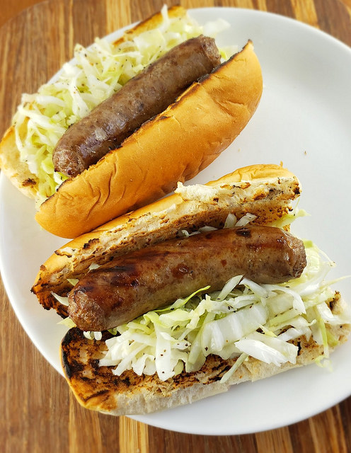 Beer Brats with Slaw Recipe